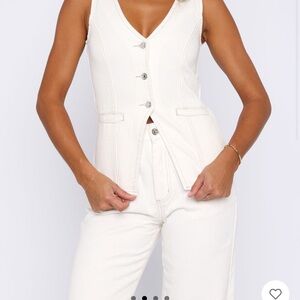 White Fox Boutique Cream Button-Front Vest Top